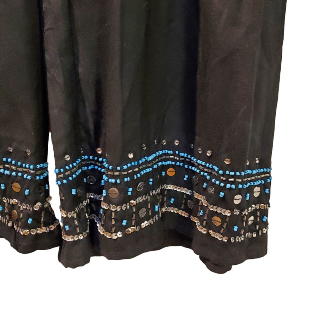 Kaktus New Boho Festival Beaded & Sequined Wide‎ Leg Crop Pants Size S